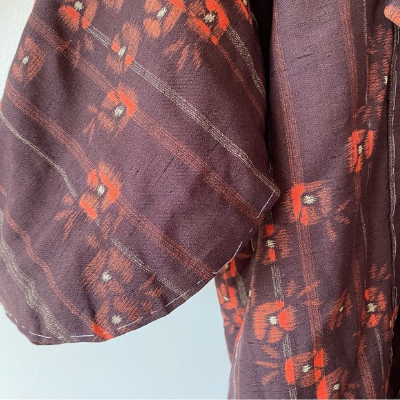 Handmade Vintage Floral Jacket Robe Brown and Orange - Picture 4 of 10